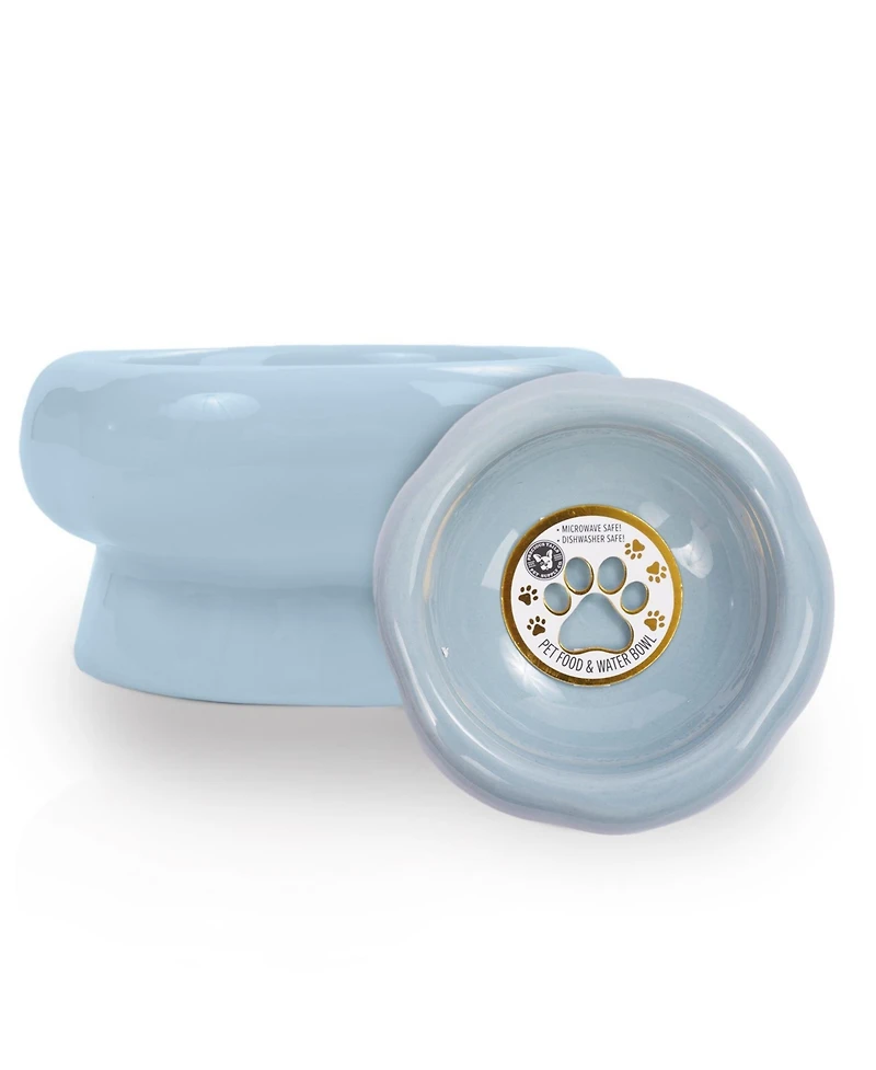 P.t. Supply Co. Abstract Bubble Shaped Stoneware Elevated Pet Bowl, Raised Ceramic Food & Water Dish for Dogs and Cats