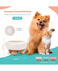 P.t. Supply Co. Elevated Bubble Shaped Stoneware Pet Bowl, Raised Ceramic Food & Water Dish for Dogs and Cats