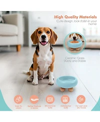 P.t. Supply Co. Elevated Bubble Shaped Stoneware Pet Bowl, Raised Ceramic Food & Water Dish for Dogs and Cats
