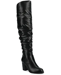 Journee Collection Women's Kaison Extra Wide Calf Stacked Heel Over The Knee Boots