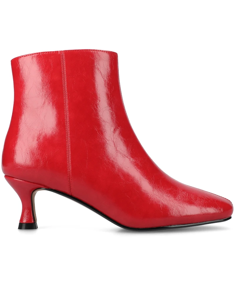 Journee Collection Women's Kelssa Square Toe Kitten Heel Dress Booties