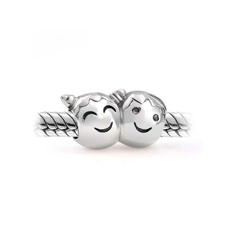 Bling Jewelry Bff Smiling Pigtails Friendship Charm Bead Sterling Silver for European Bracelet