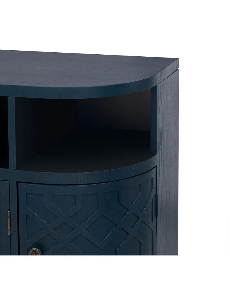 Curved Wood Storage Cabinet - 4 Doors, Adjustable Shelves