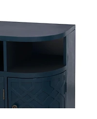 Curved Wood Storage Cabinet - 4 Doors, Adjustable Shelves