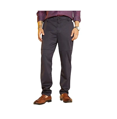 Campus Sutra Men's Midnight Black Panel-Waffle Chino Trousers