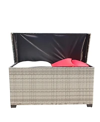 Wicker Patio Furniture Storage Box (Grey )