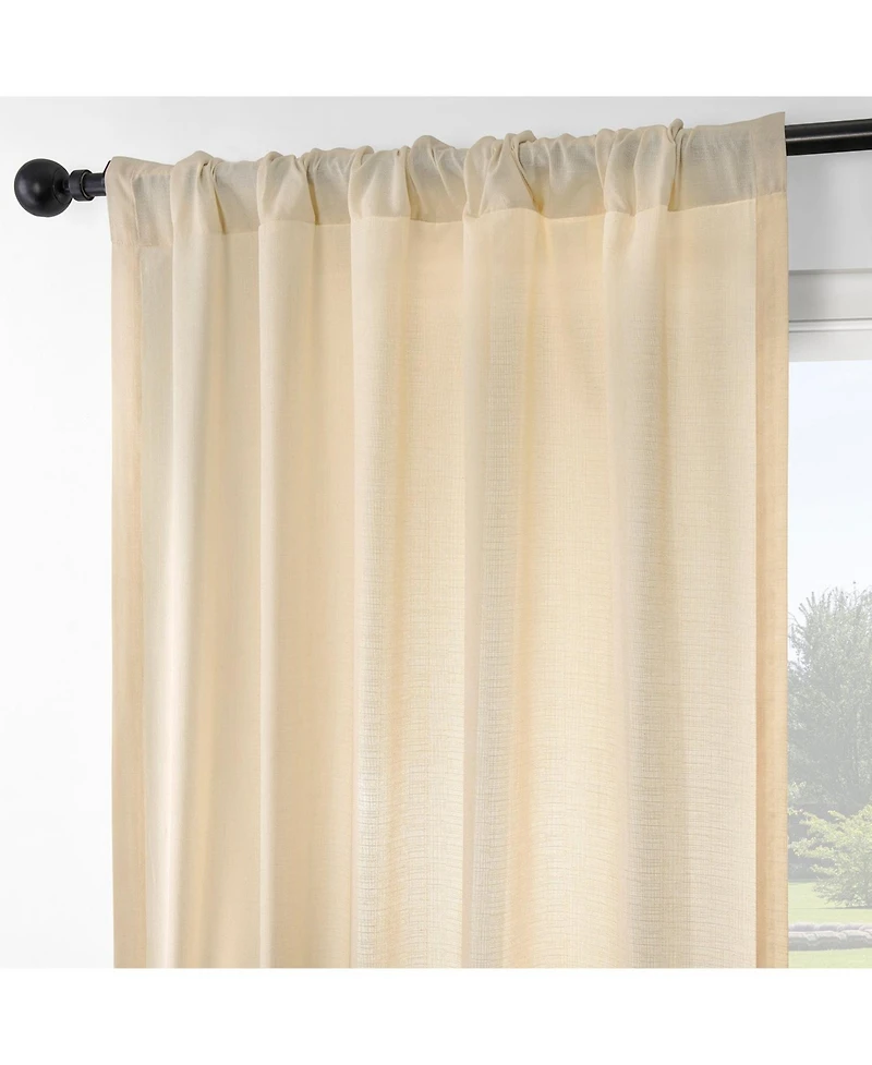 Rustic Weave Linen Curtains (2 Panels) Sheer Window Panel Set, Rod Pocket Curtains