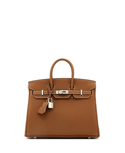Pre-Owned Hermes Birkin 25 Handbag Brown Togo with Palladium Hardware