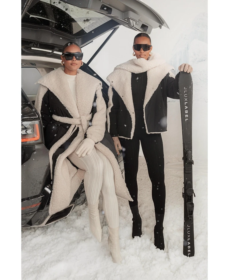 Jluxlabel Women's Contrast Sherpa Coat