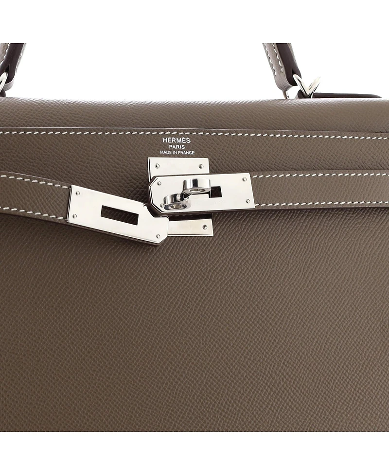 Pre-Owned Hermes Kelly 28 Handbag Grey Epsom with Palladium Hardware