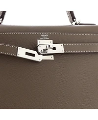 Pre-Owned Hermes Kelly 28 Handbag Grey Epsom with Palladium Hardware