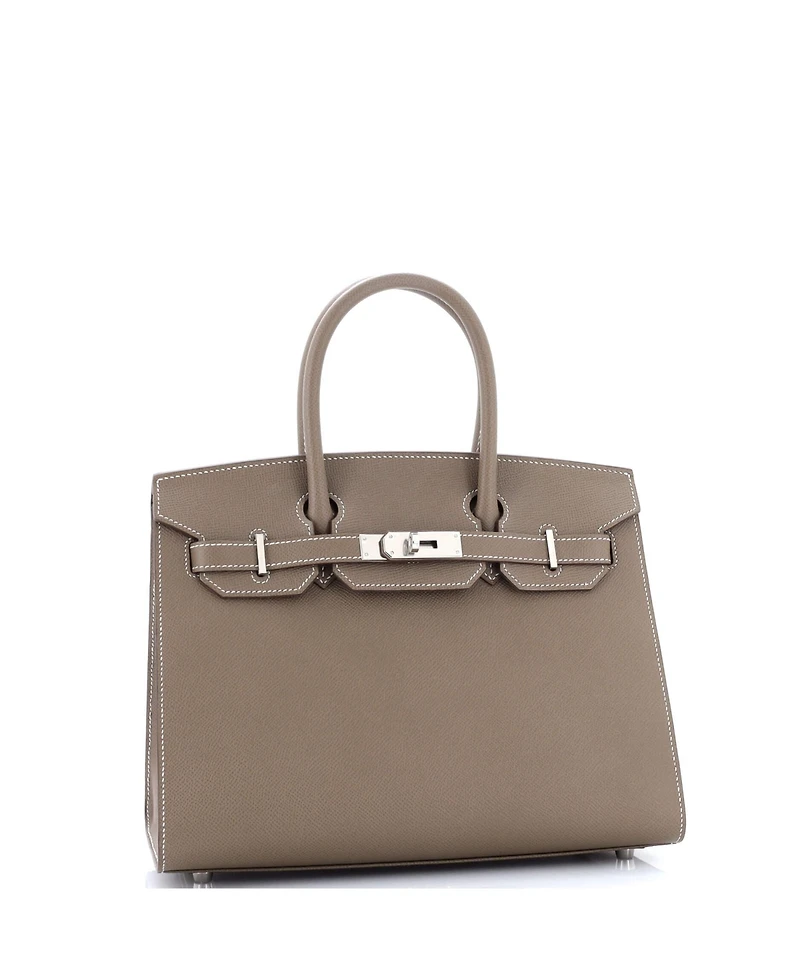 Pre-Owned Hermes Birkin 30 Handbag Grey Epsom with Palladium Hardware