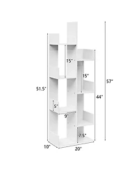 8-Tier Bookshelf Bookcase with 8 Open Compartments Space-Saving Storage Rack