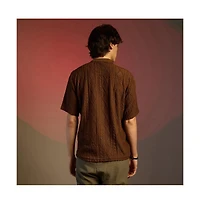 Campus Sutra Men's Chocolate Brown Argyle Oversized T-Shirt