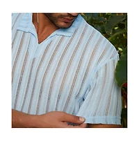 Campus Sutra Men's Baby Blue Duo-Striped Relaxed Polo T-Shirt