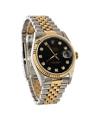 Pre-Owned Rolex Oyster Perpetual Datejust Automatic Watch in Stainless Steel and Gold with Diamond Markers 36mm