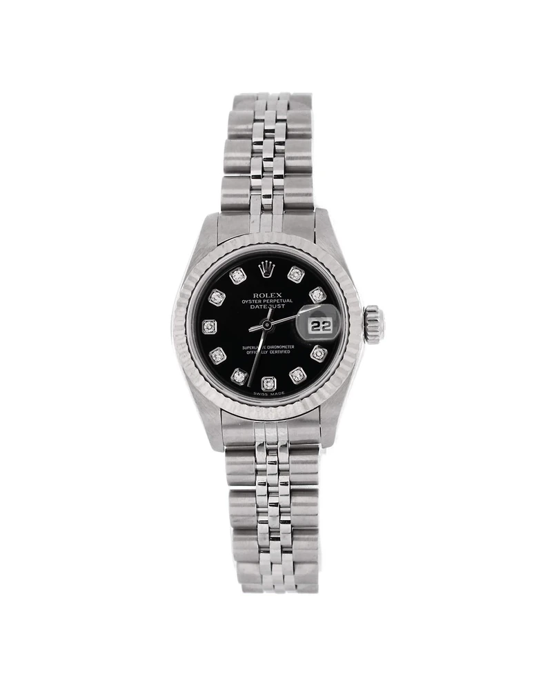 Pre-Owned Rolex Oyster Perpetual Datejust Automatic Watch in Stainless Steel and White Gold with Diamond Markers 26mm