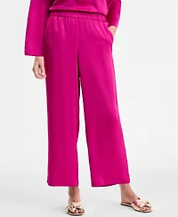 Jm Collection Women's Pull-On Wide-Leg Satin Pants, Exclusively at Macy's