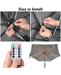 Solar String Light Fit 6-Rib 7/8/9 Ft Outdoor Patio Umbrella 96 Led Warm White