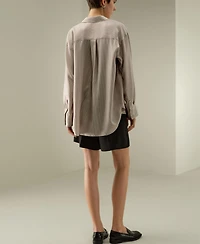 Lilysilk Women's Pinstriped Oversized Silk Shirt