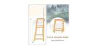 Adjustable Height Vanity Desk Set with 3-Color Led Lighted Mirror and Drawers