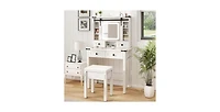 Makeup Vanity Desk with Mirror and Adjustable Storage Shelves