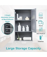Bathroom Wall Mount Storage Cabinet Single Door with Height Adjustable Shelf