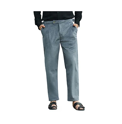 Campus Sutra Men's Moon Grey Veined Tailored Trousers