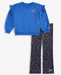 Nike Little Girls 2-Piece Essentials Top and Allover Print Femme Leggings Set