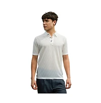Campus Sutra Men's Cream White Warp-Tactile Polo T-Shirt