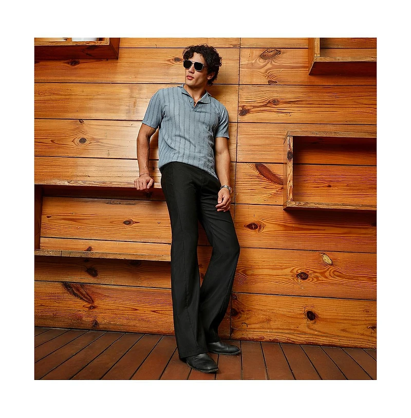 Campus Sutra Men's Icy Blue Wicker-Tactitle Polo T-Shirt