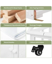 Portable Cold Frame Greenhouse with Wheels & Storage