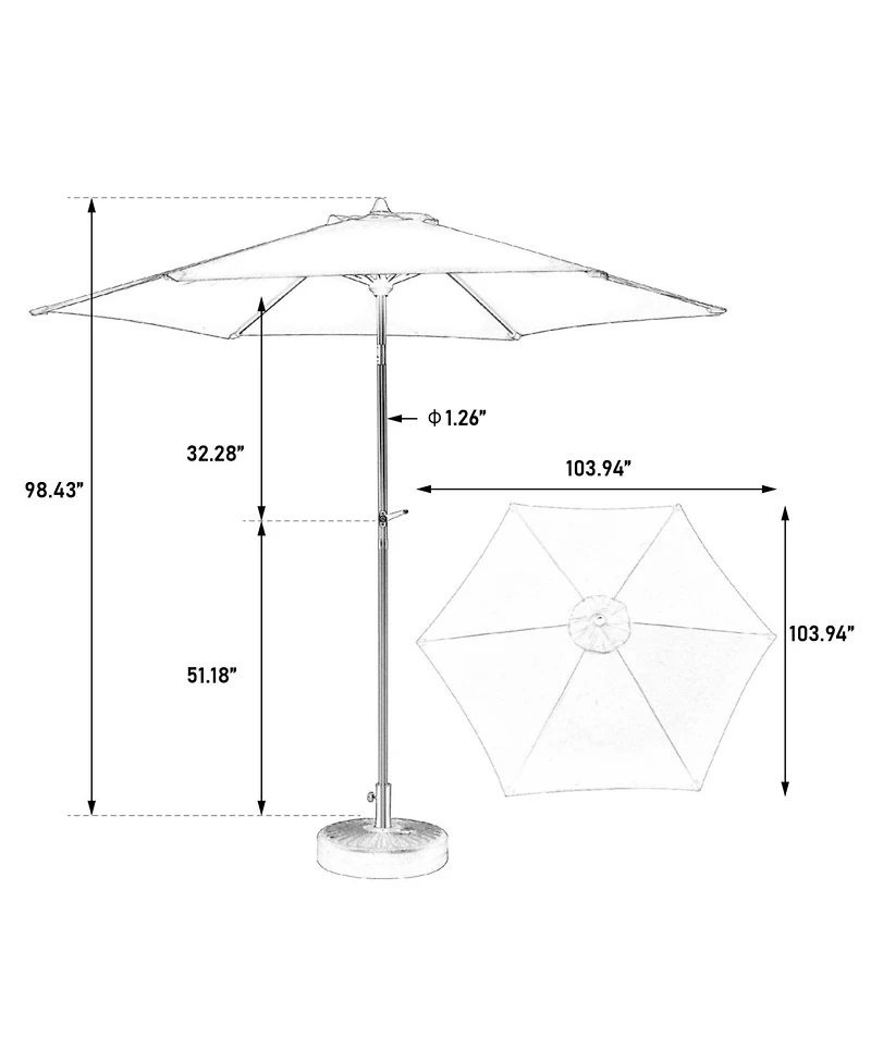9FT Outdoor Patio Umbrella - Tilt & Crank