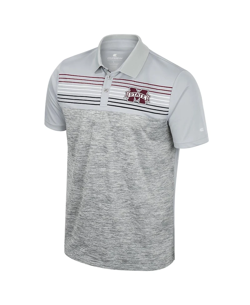Colosseum Men's Gray Mississippi State Bulldogs Cybernetic Polo Shirt