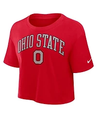Nike Women's Scarlet Ohio State Buckeyes Athletic Prep Arch Performance Cropped T-Shirt