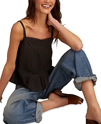 Lucky Brand Women's Embroidered Square-Neck Sleeveless Top