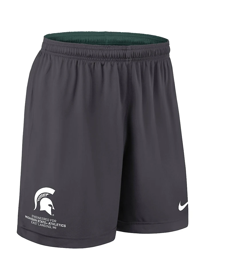 Nike Men's Green/Charcoal Michigan State Spartans 2025 Sideline Reversible Performance Shorts
