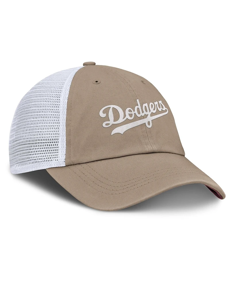 Nike Men's and Women's Khaki/White Los Angeles Dodgers Club Trucker Adjustable Hat