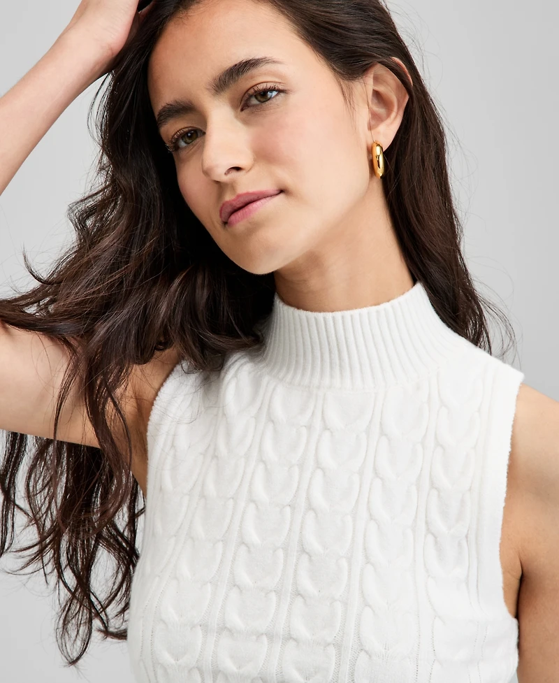 And Now This Women's Mock-Neck Cable-Knit Sweater Tank Top, Exclusively at Macy's