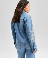 And Now This Women's Embroidered Trucker Denim Jacket, Exclusively at Macy's