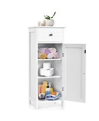 Wooden Storage Free-Standing Floor Cabinet with Drawer and Shelf