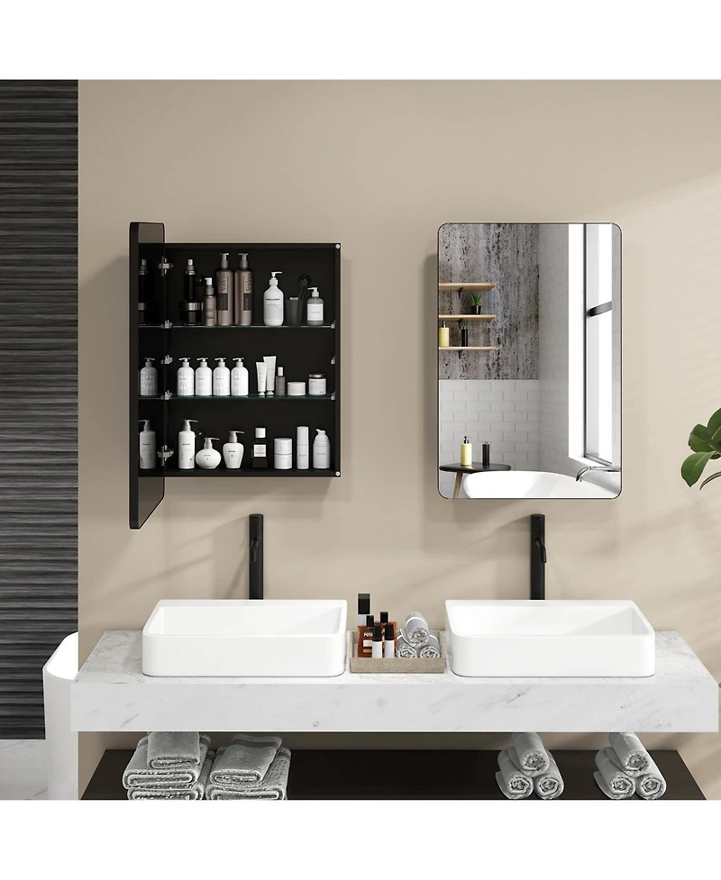 20 x30 Inch Multi-Functional Bathroom Mirror Cabinet with Adjustable Shelves