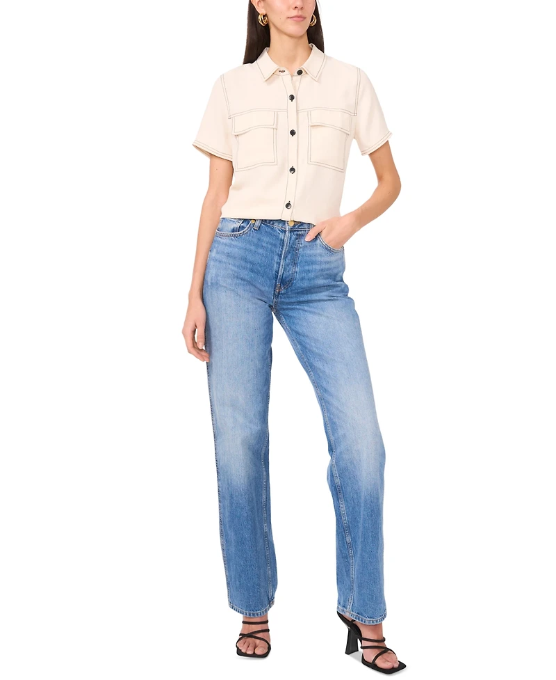 Vince Camuto Women's Flap-Pocket Short-Sleeve Top