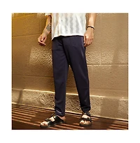 Campus Sutra Men's Navy Blue Micro-Waffle Chino Trousers