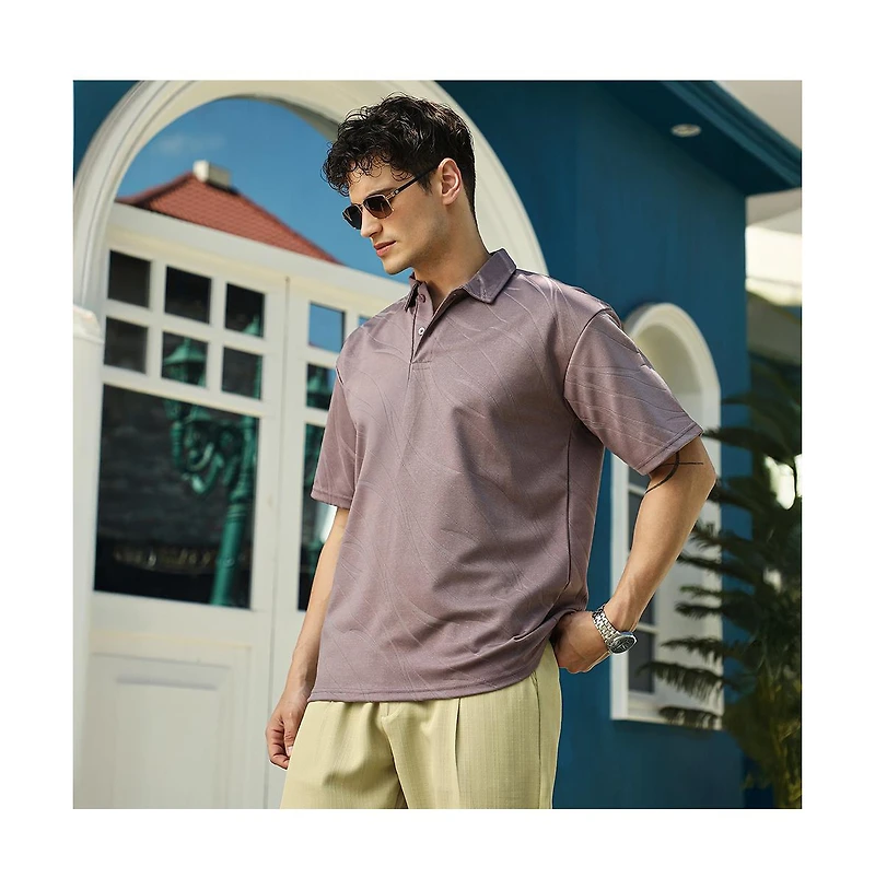 Campus Sutra Men's Pastel Purple Scratch-Tactile Polo T-Shirt
