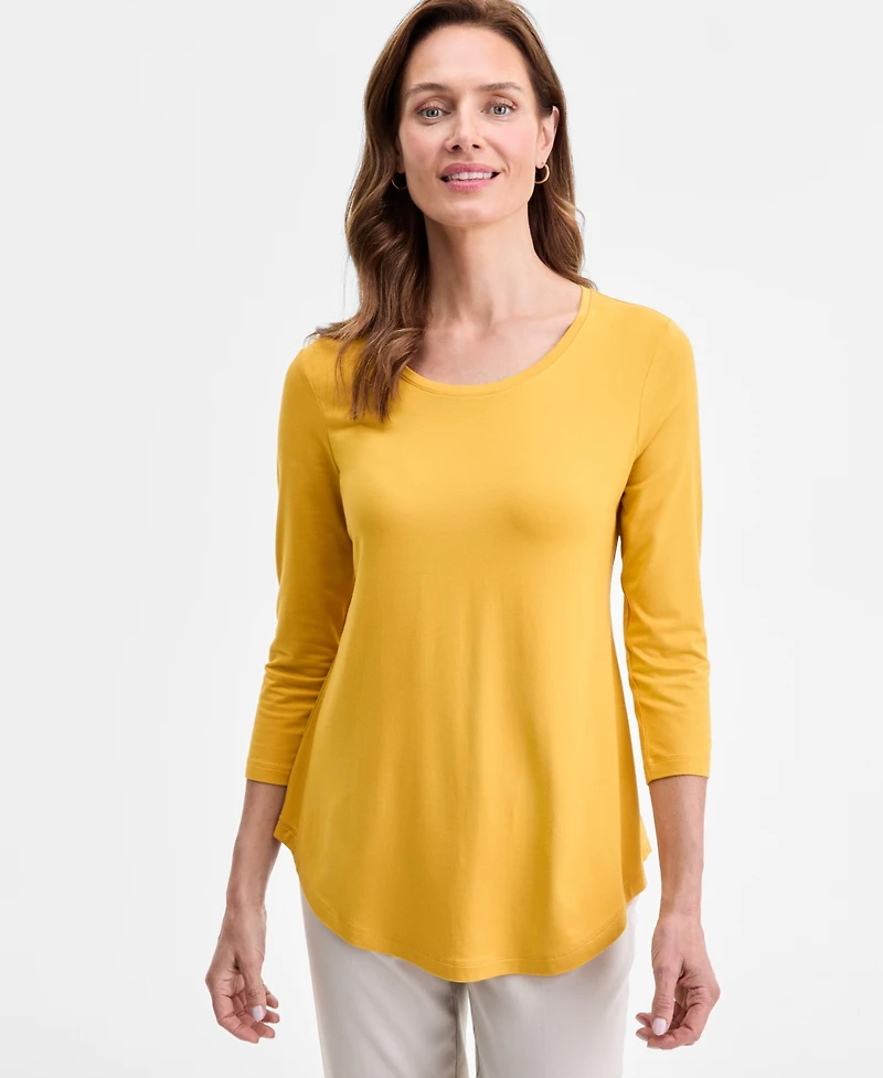 Jm Collection Women's 3/4-Sleeve Scoop Neck Top