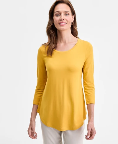 Jm Collection Women's 3/4-Sleeve Scoop Neck Top