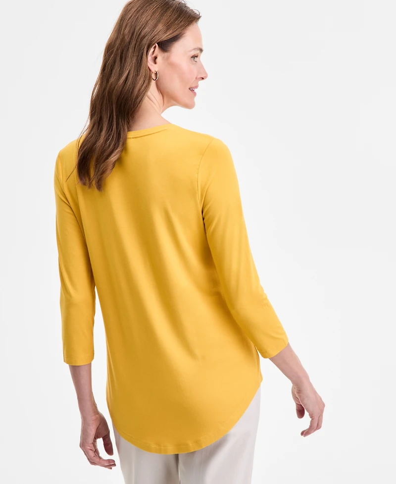 Jm Collection Women's 3/4-Sleeve Scoop Neck Top