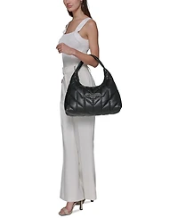 Karl Lagerfeld Paris Voyage Quilted Denim Hobo Bag