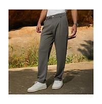 Campus Sutra Men's Ash Grey Micro-Check Chino Trousers